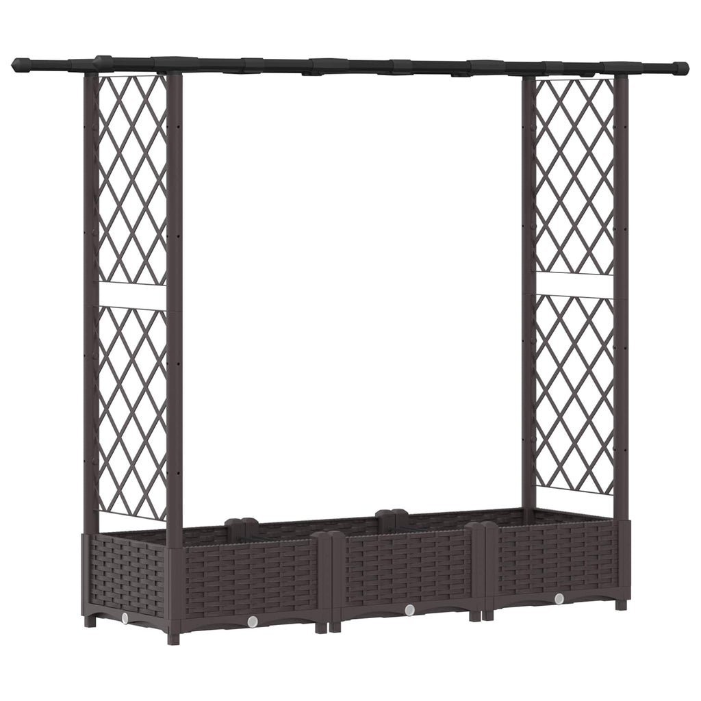 vidaXL Podniesione łóżko z kratką i dachem brązowy 164 x 40 x 121 cm