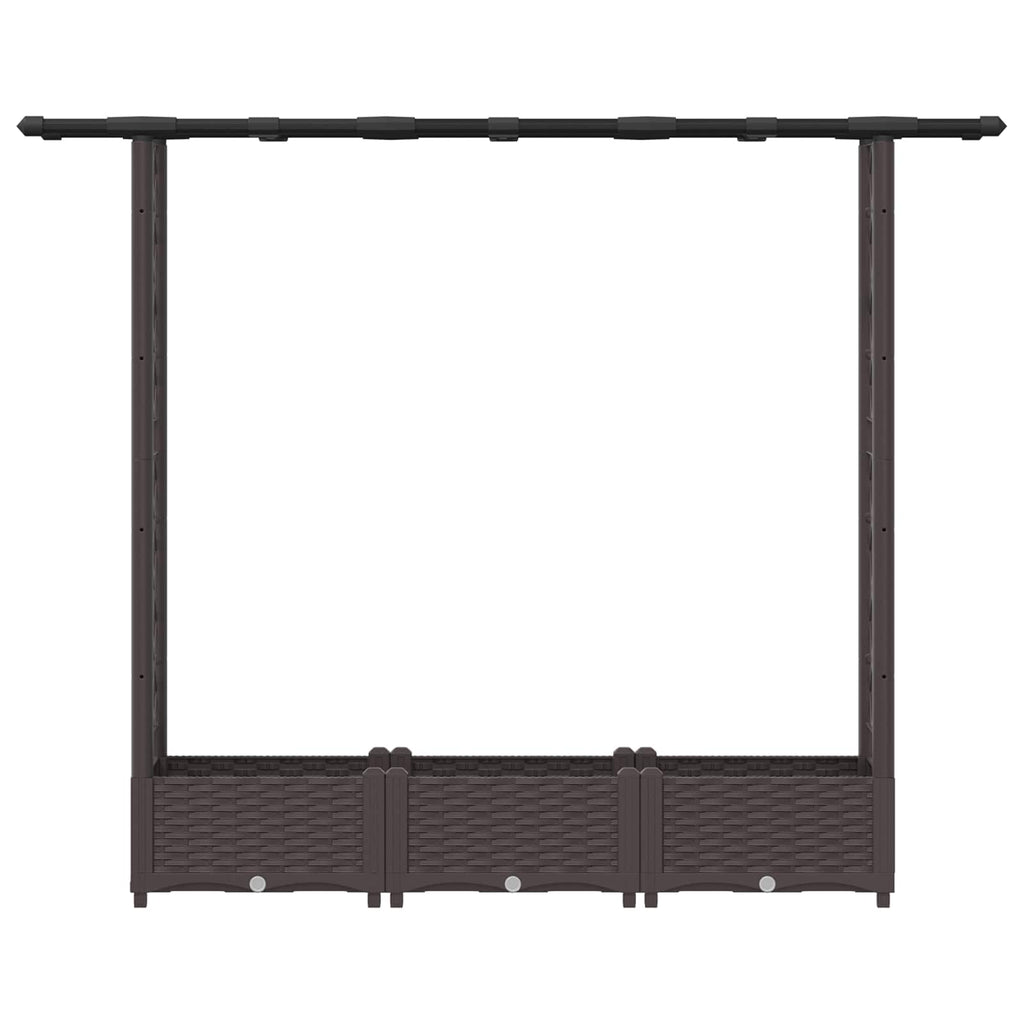 vidaXL Podniesione łóżko z kratką i dachem brązowy 164 x 40 x 121 cm