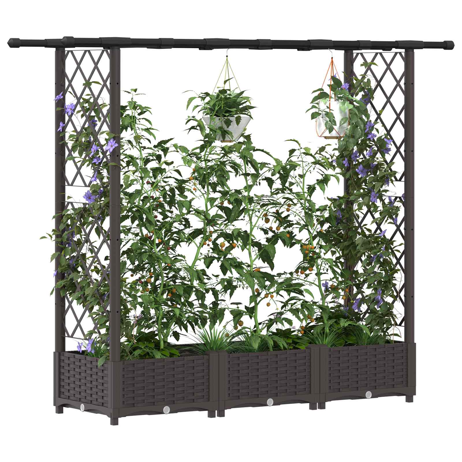 vidaXL Podniesione łóżko z kratką i dachem brązowy 164 x 40 x 121 cm