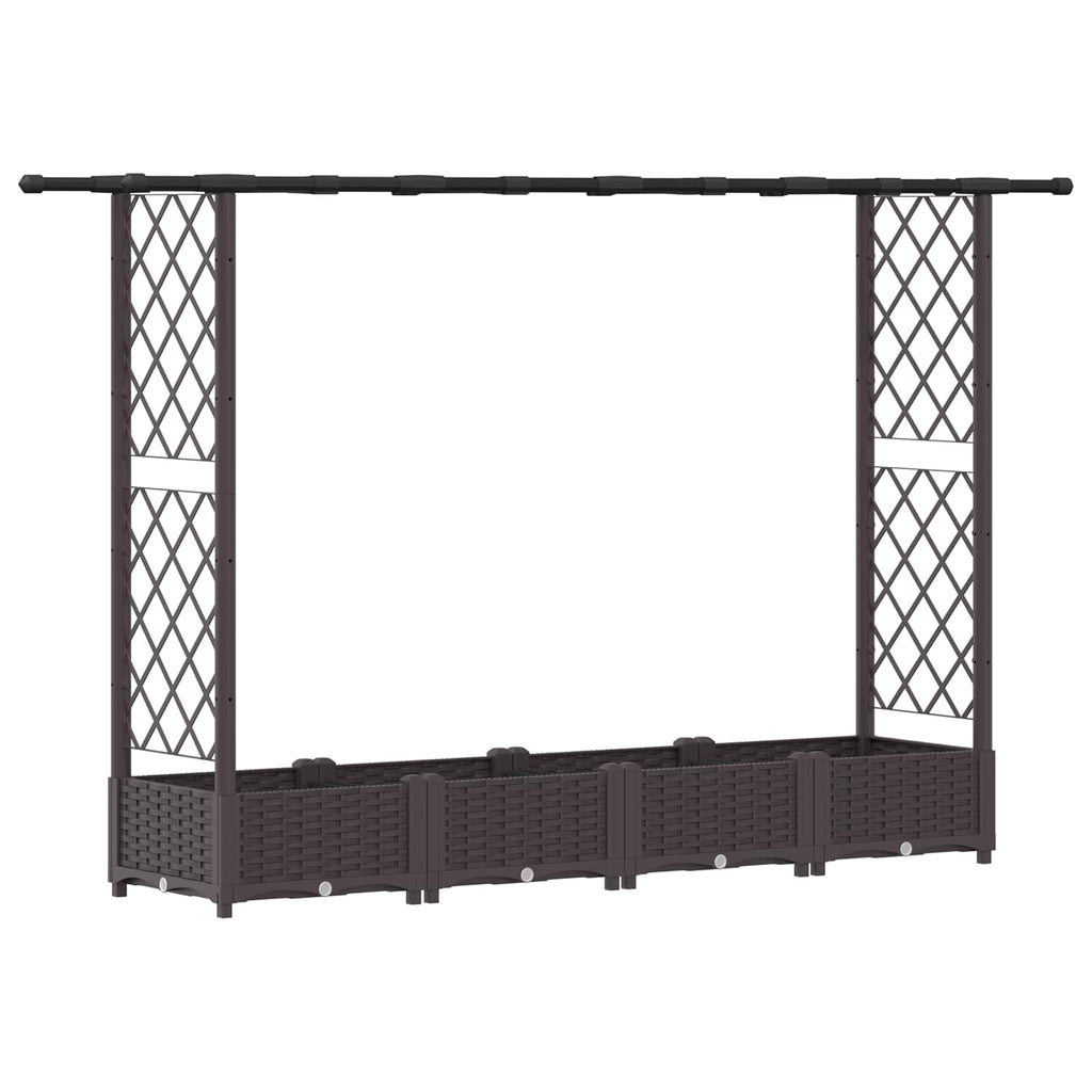 vidaXL Podniesione łóżko z kratką i dachem brązowy 203 x 40 x 121 cm