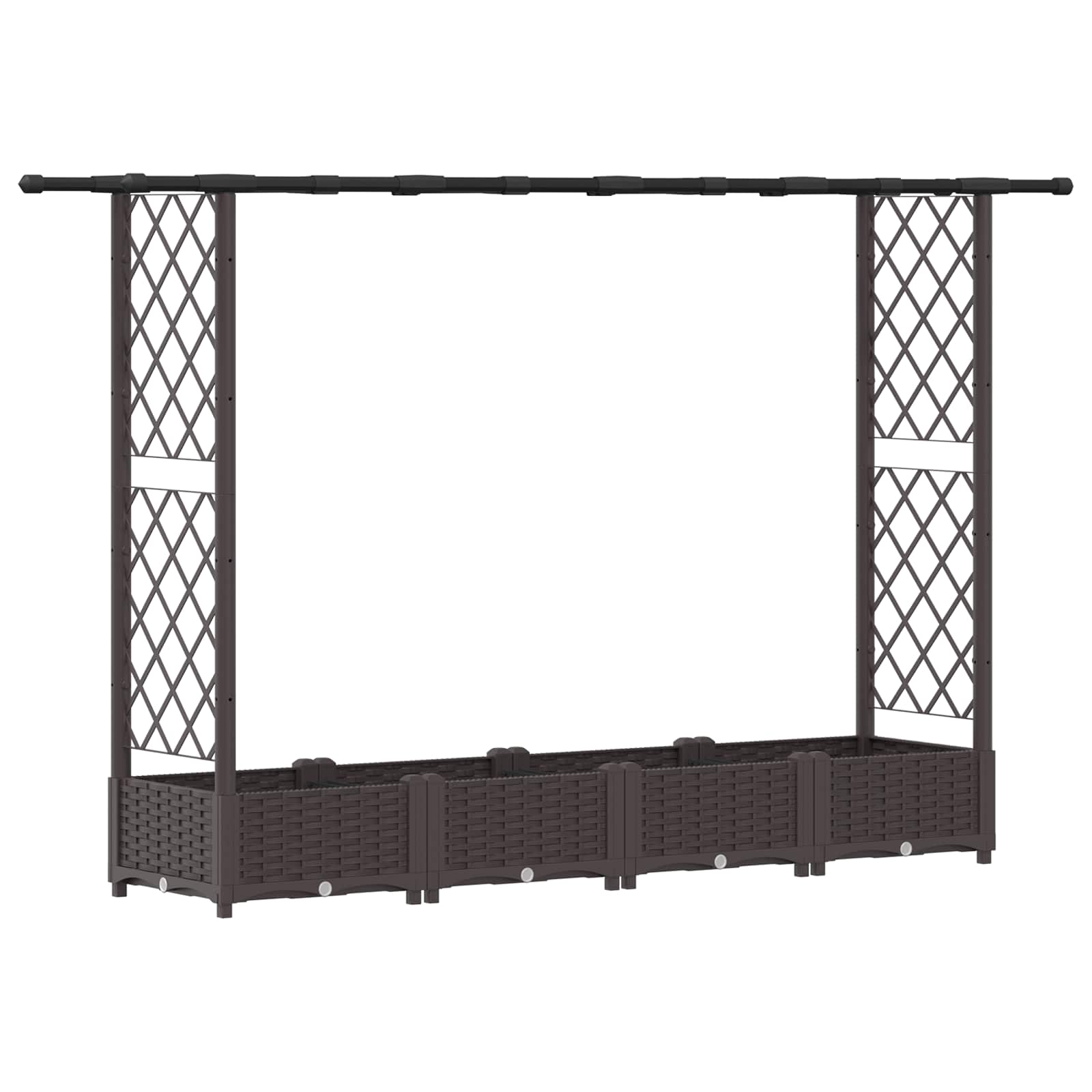 vidaXL Podniesione łóżko z kratką i dachem brązowy 203 x 40 x 121 cm