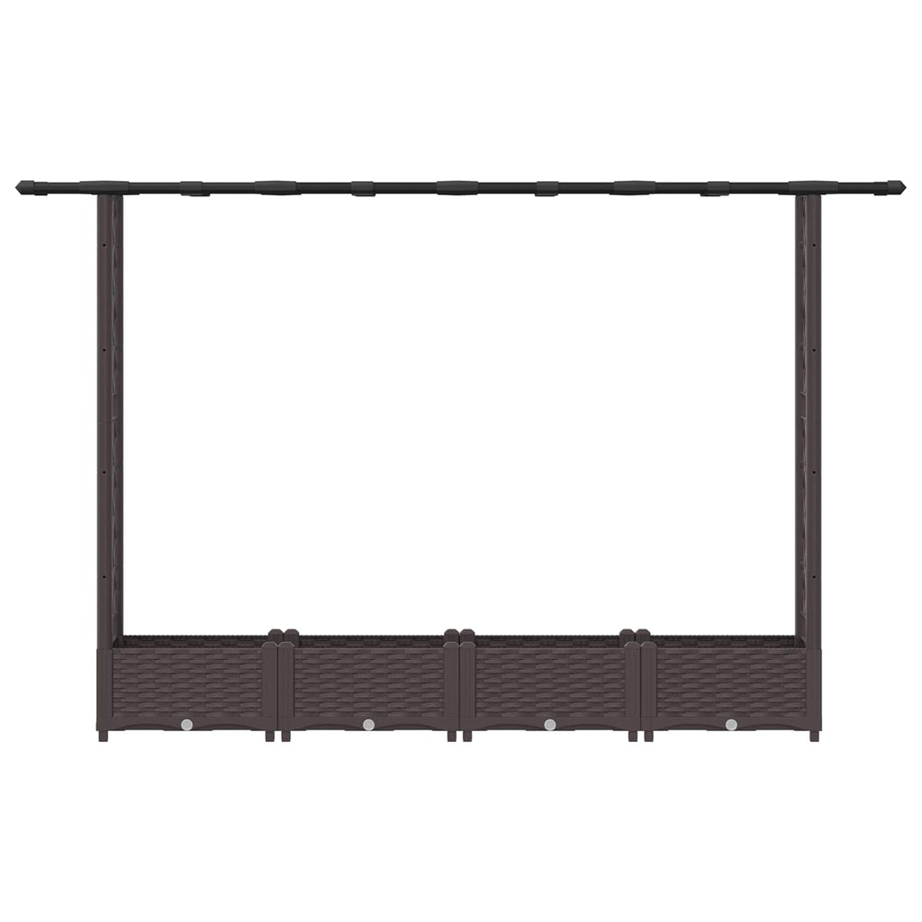 vidaXL Podniesione łóżko z kratką i dachem brązowy 203 x 40 x 121 cm