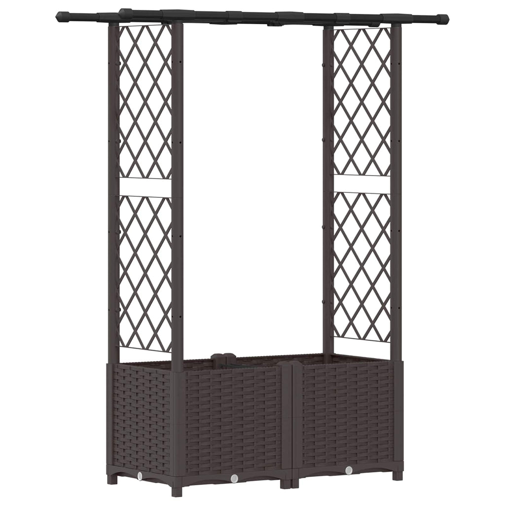vidaXL Podniesione łóżko z kratką i dachem brązowy 124,5 x 40 x 136 cm