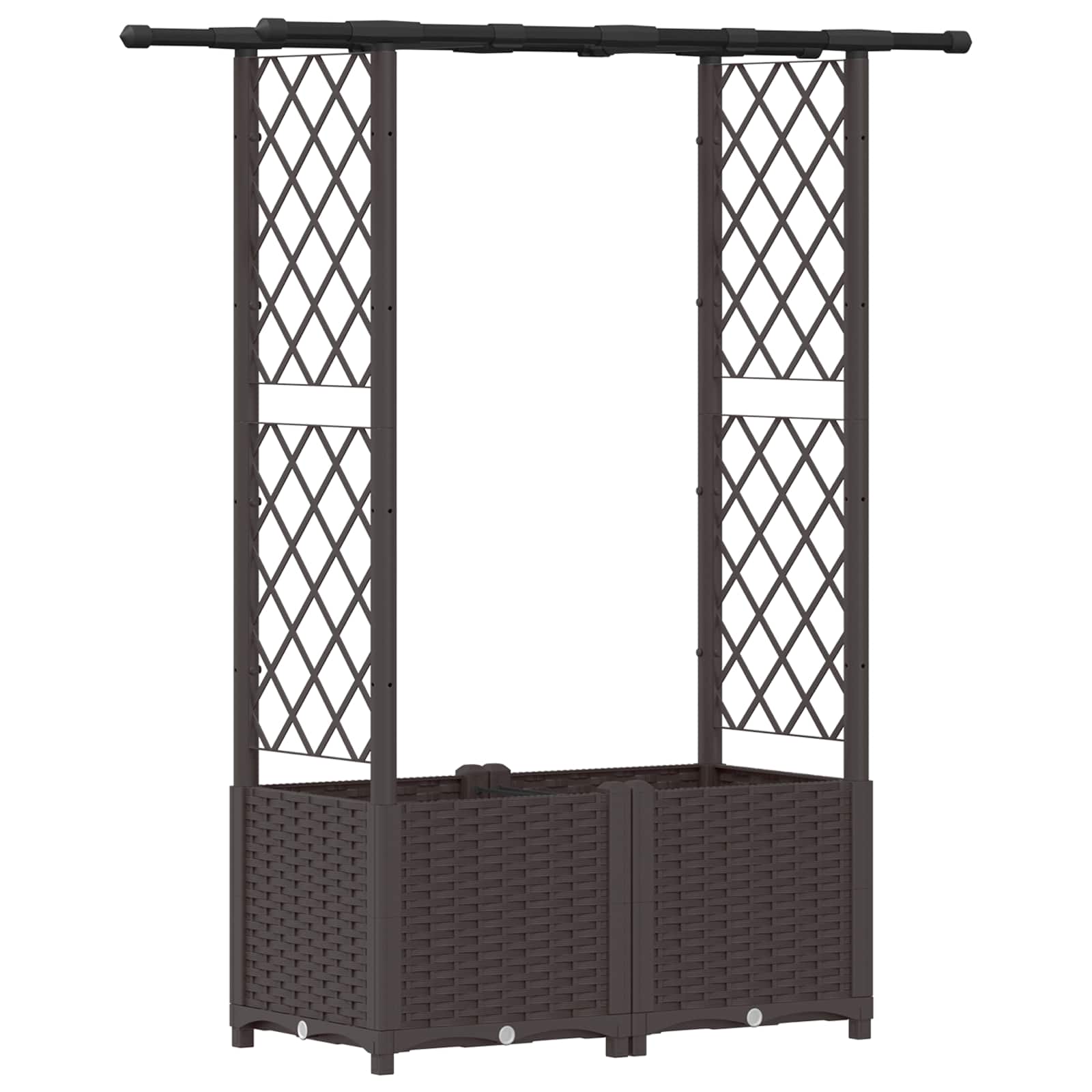 vidaXL Podniesione łóżko z kratką i dachem brązowy 124,5 x 40 x 136 cm