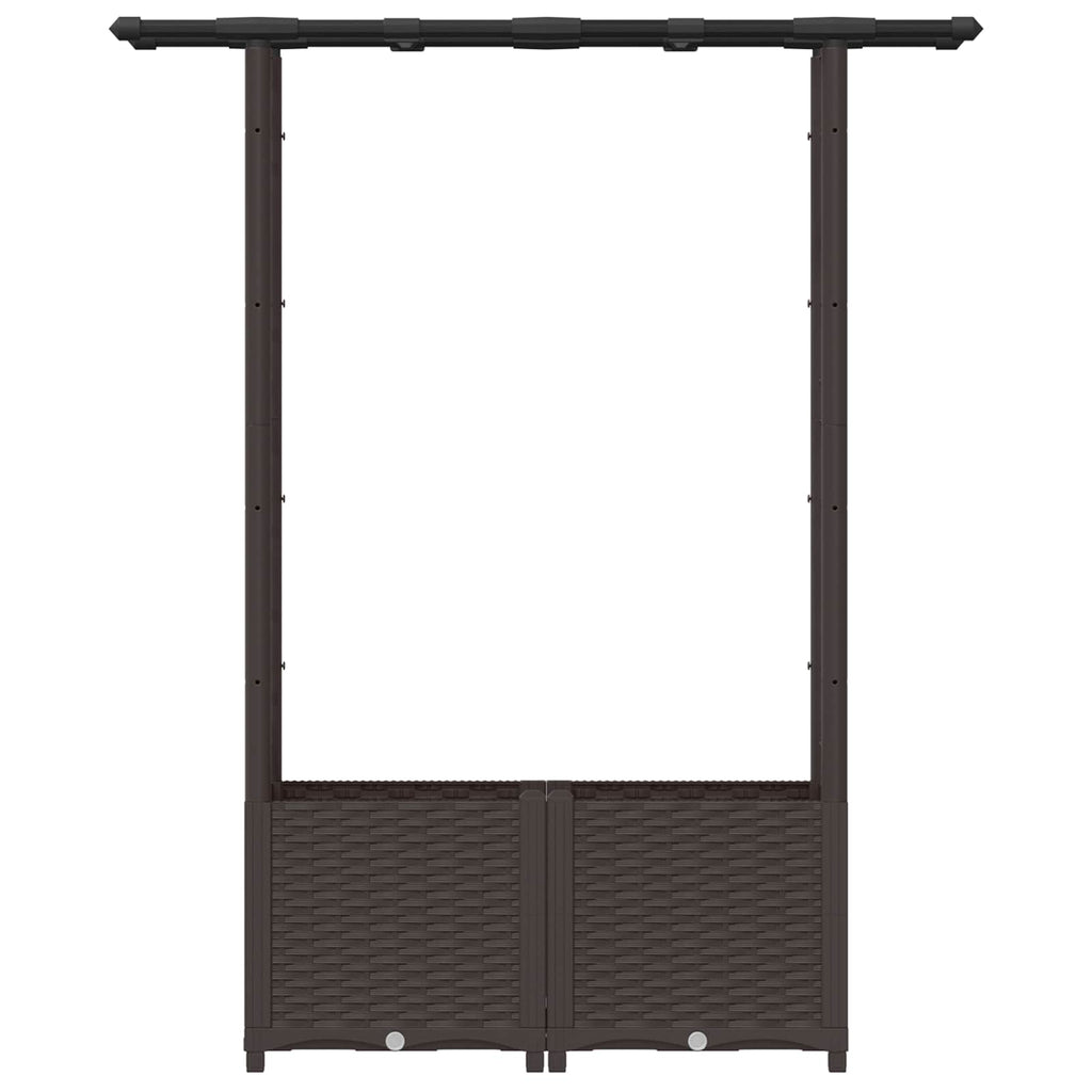 vidaXL Podniesione łóżko z kratką i dachem brązowy 124,5 x 40 x 136 cm