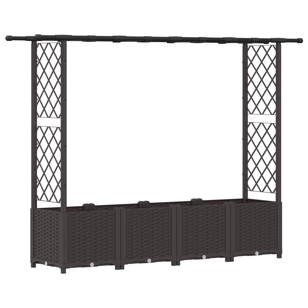 vidaXL Podniesione łóżko z kratką i dachem brązowy 203 x 40 x 136 cm