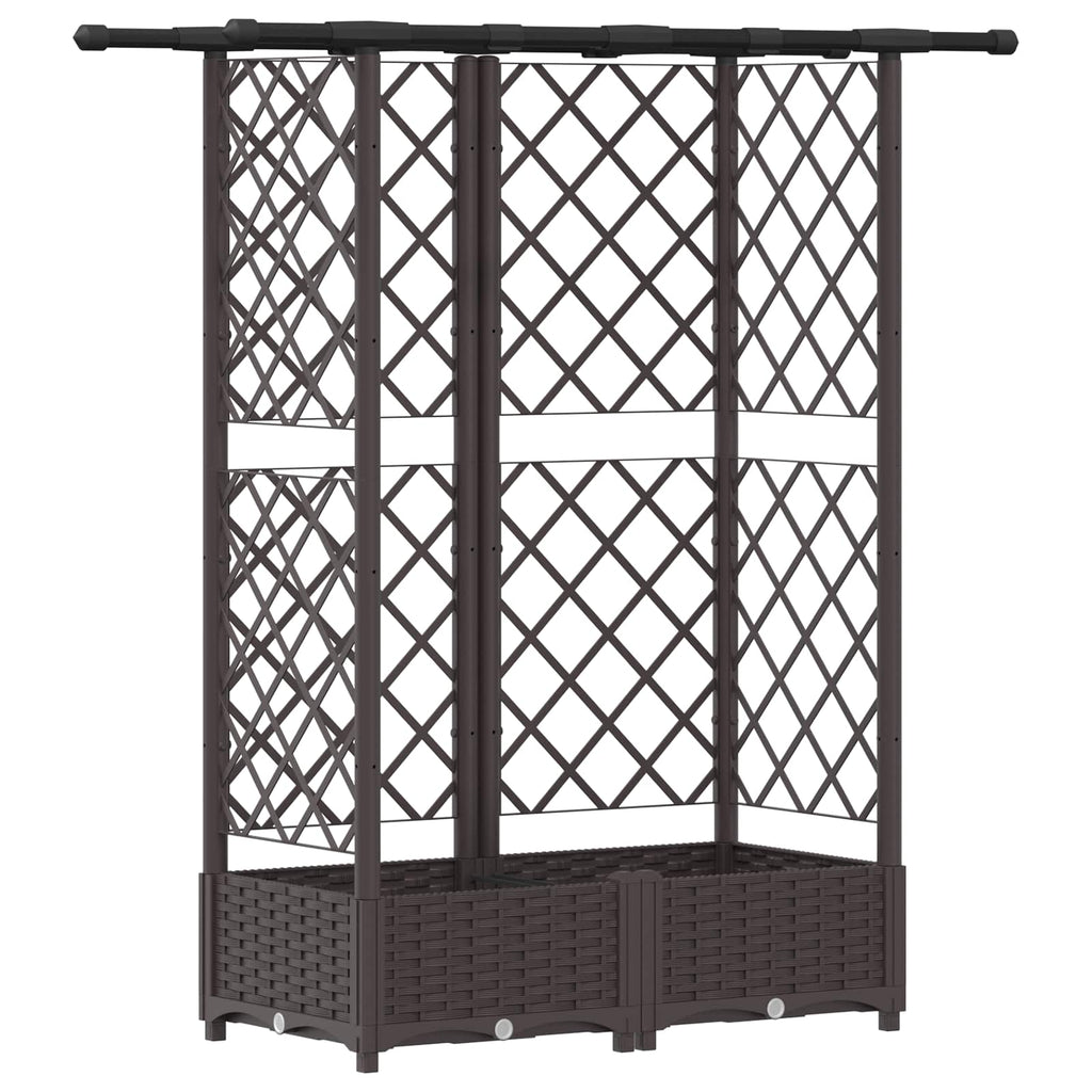 vidaXL Podniesione łóżko z kratką i dachem brązowy 124 x 40 x 121 cm