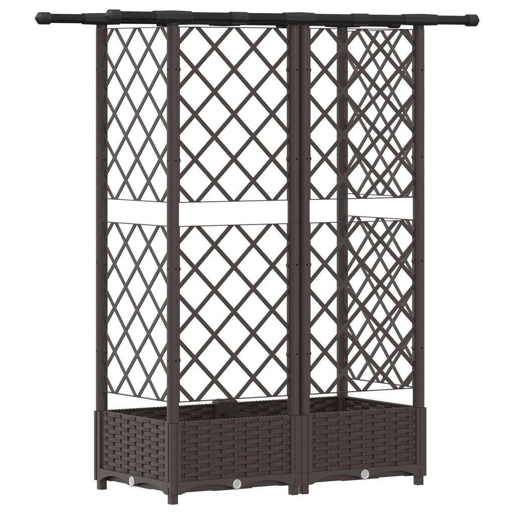 vidaXL Podniesione łóżko z kratką i dachem brązowy 124 x 40 x 121 cm