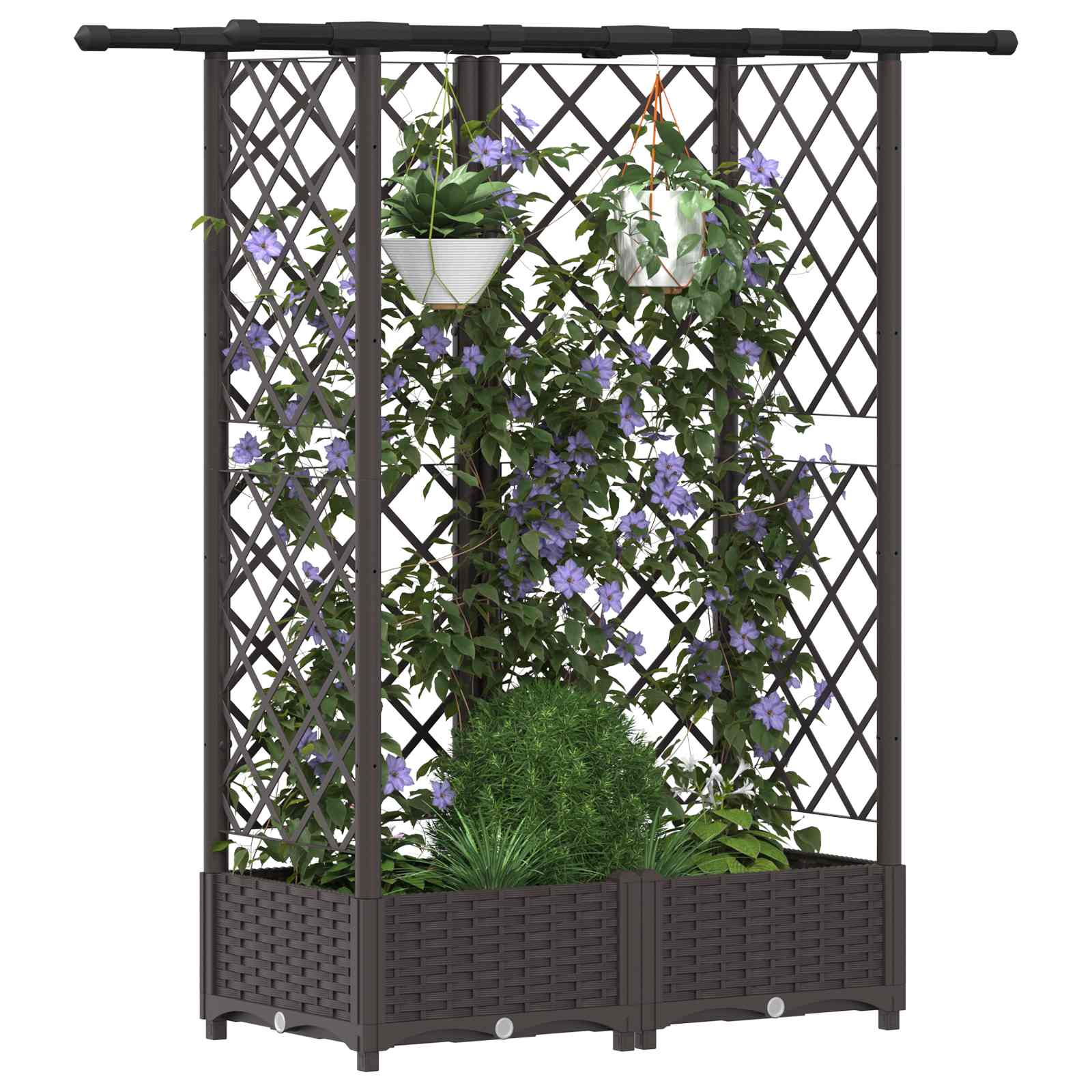 vidaXL Podniesione łóżko z kratką i dachem brązowy 124 x 40 x 121 cm