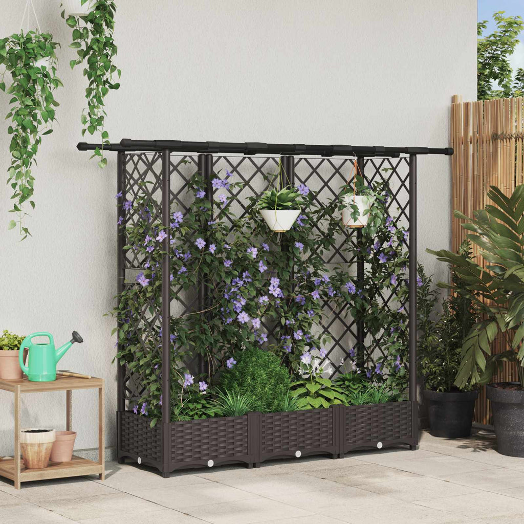 vidaXL Podniesione łóżko z kratką i dachem brązowy 164 x 40 x 121 cm