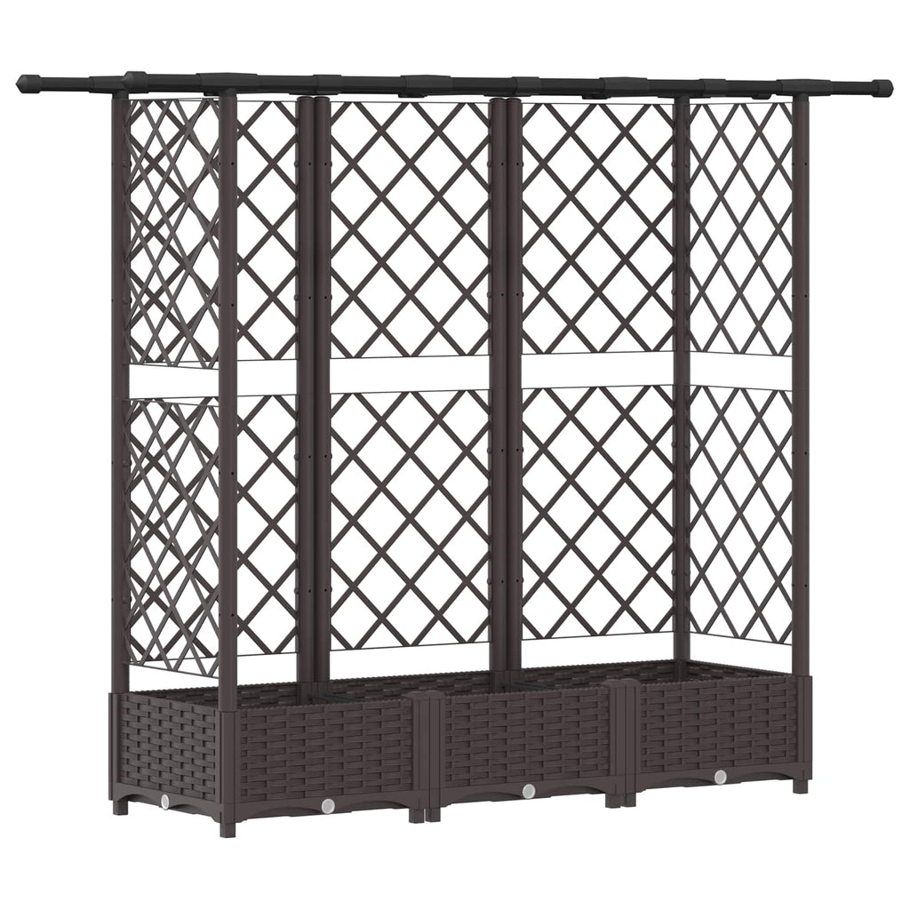 vidaXL Podniesione łóżko z kratką i dachem brązowy 164 x 40 x 121 cm