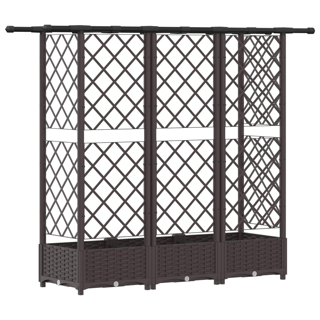 vidaXL Podniesione łóżko z kratką i dachem brązowy 164 x 40 x 121 cm