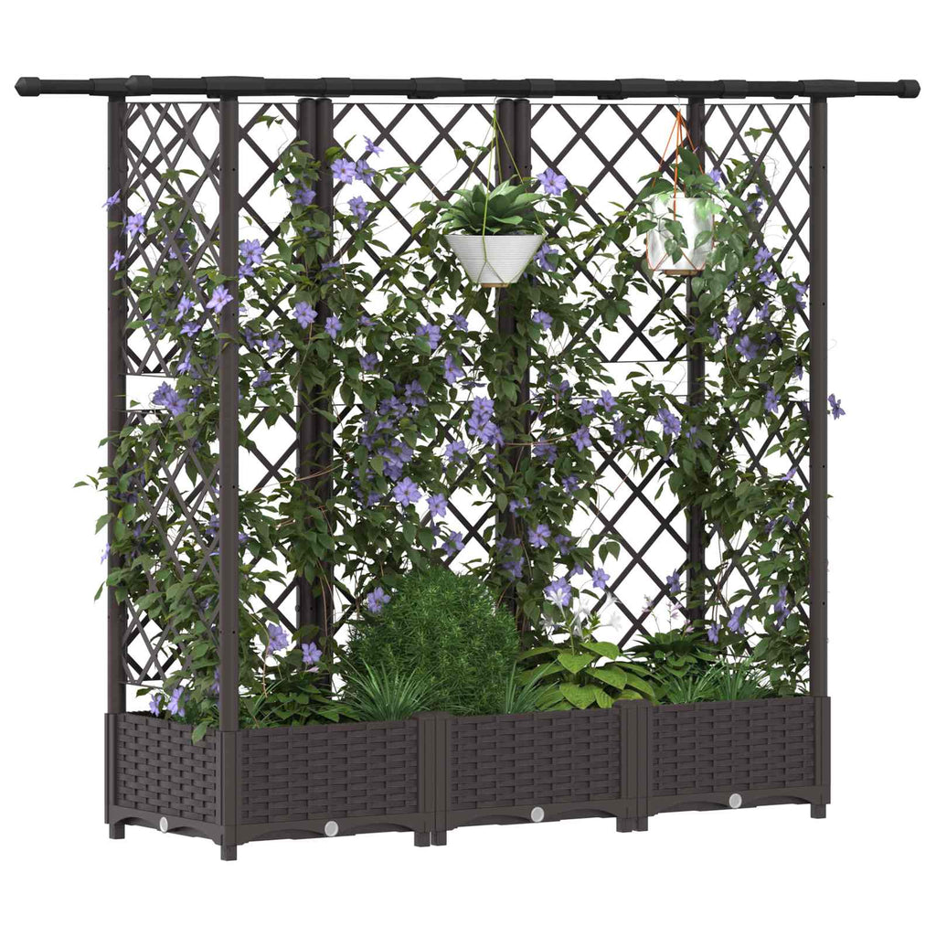 vidaXL Podniesione łóżko z kratką i dachem brązowy 164 x 40 x 121 cm