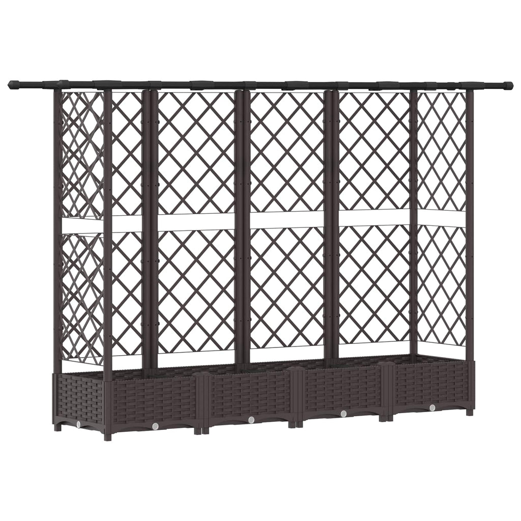 vidaXL Podniesione łóżko z kratką i dachem brązowy 202,5 x 40 x 121 cm
