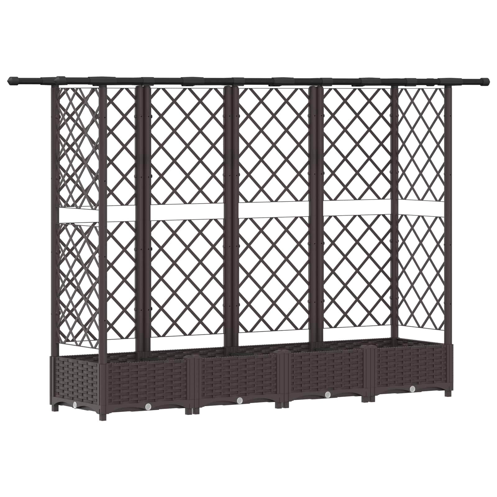 vidaXL Podniesione łóżko z kratką i dachem brązowy 202,5 x 40 x 121 cm