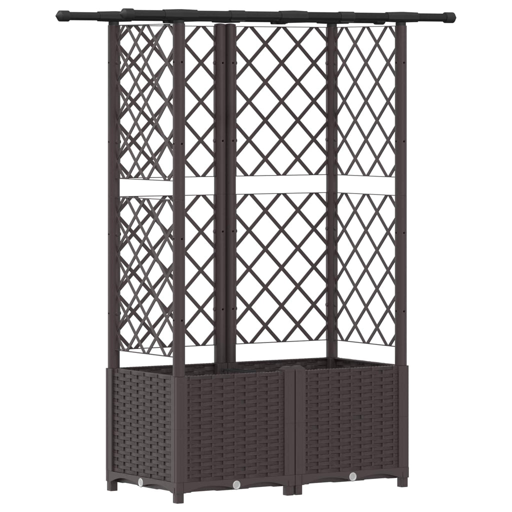 vidaXL Podniesione łóżko z kratką i dachem brązowy 124 x 40 x 136 cm