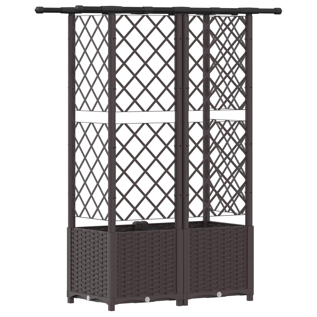 vidaXL Podniesione łóżko z kratką i dachem brązowy 124 x 40 x 136 cm