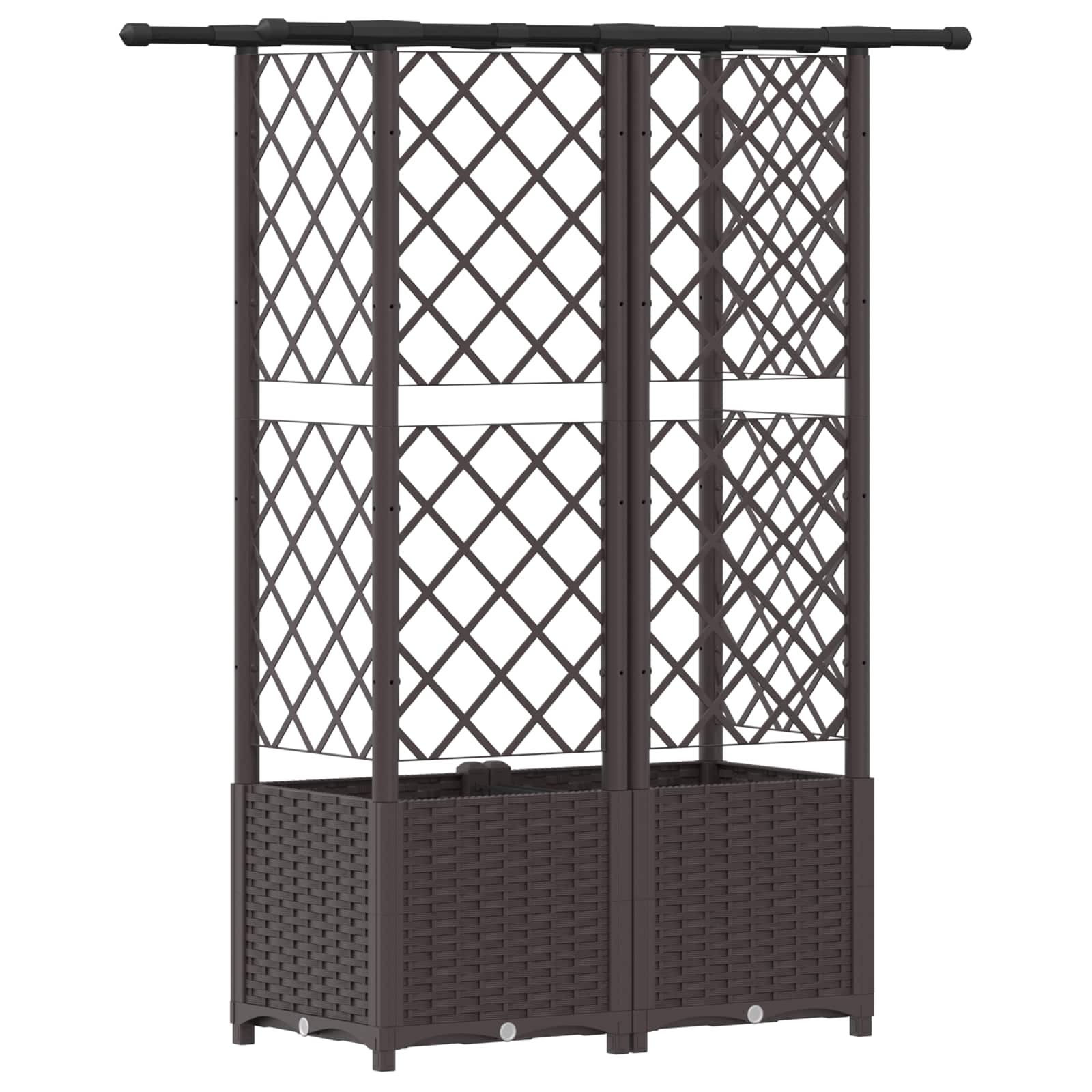 vidaXL Podniesione łóżko z kratką i dachem brązowy 124 x 40 x 136 cm