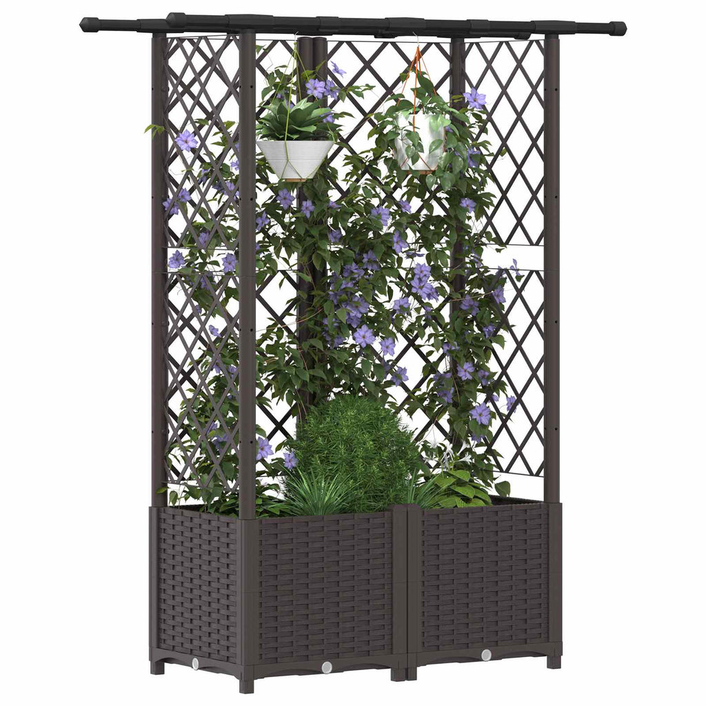 vidaXL Podniesione łóżko z kratką i dachem brązowy 124 x 40 x 136 cm
