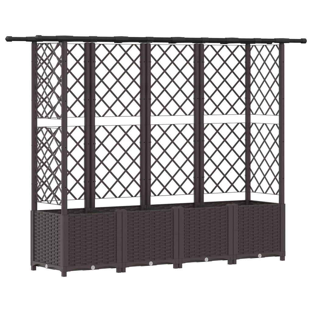 vidaXL Podniesione łóżko z kratką i dachem brązowy 202 x 40 x 136 cm