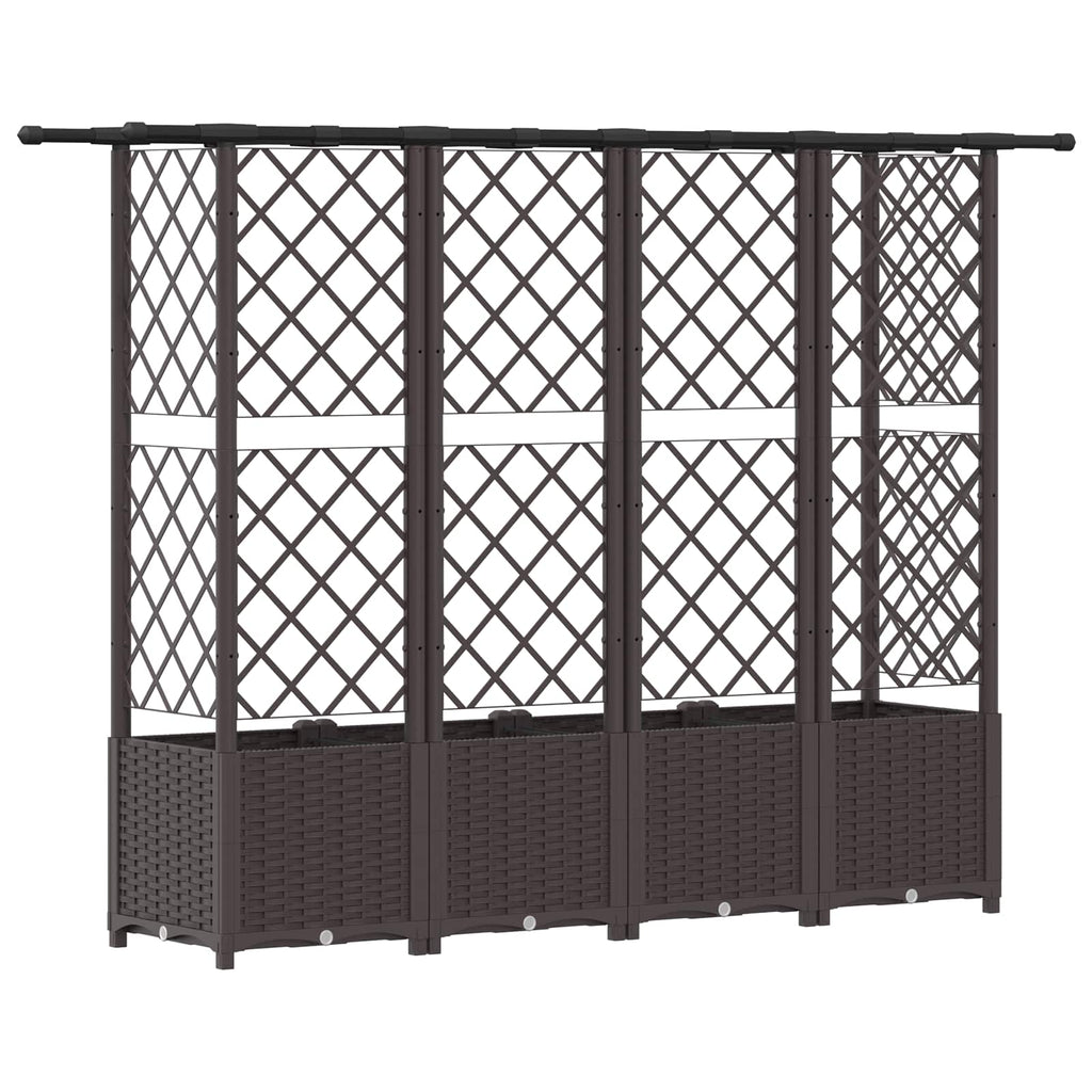 vidaXL Podniesione łóżko z kratką i dachem brązowy 202 x 40 x 136 cm