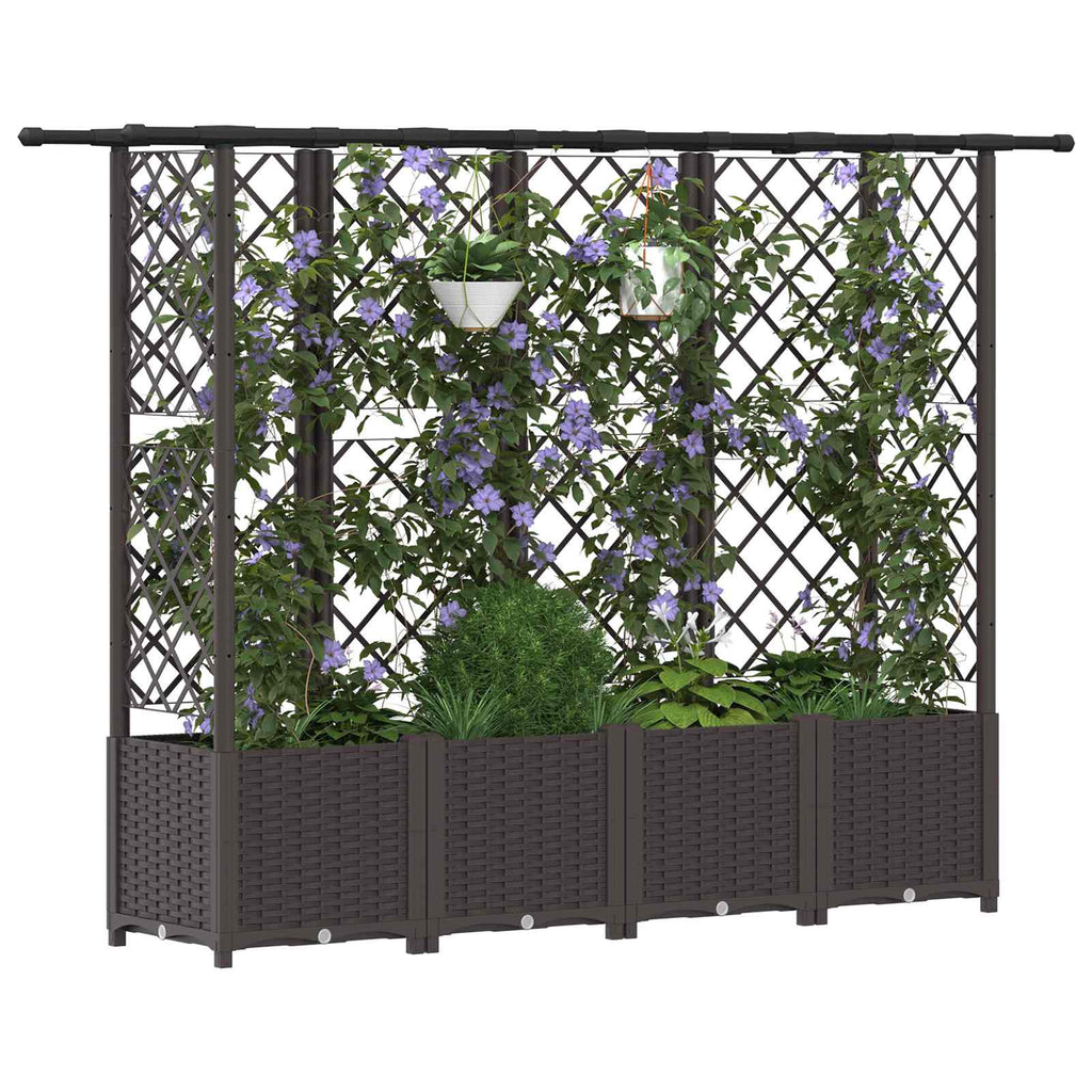 vidaXL Podniesione łóżko z kratką i dachem brązowy 202 x 40 x 136 cm
