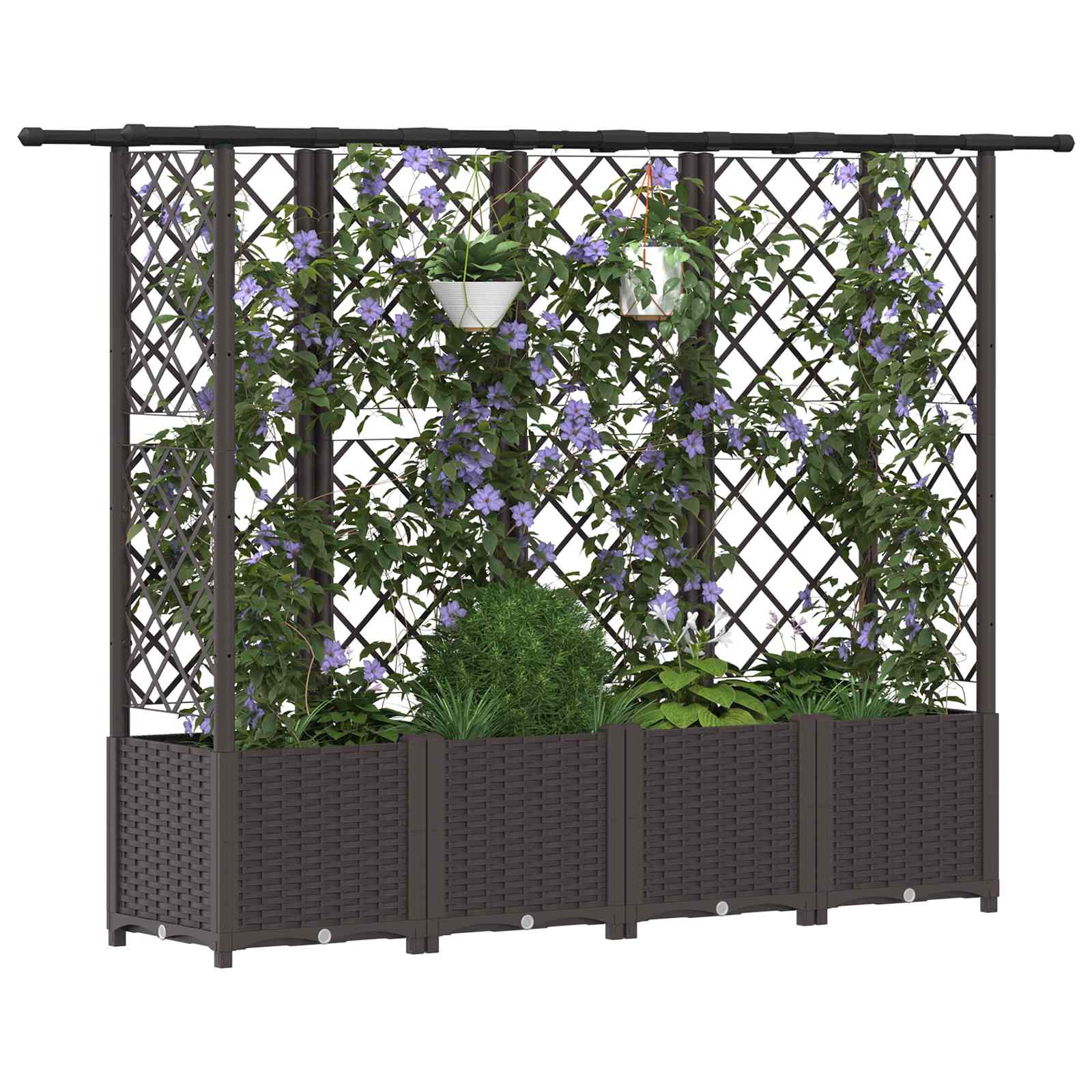 vidaXL Podniesione łóżko z kratką i dachem brązowy 202 x 40 x 136 cm