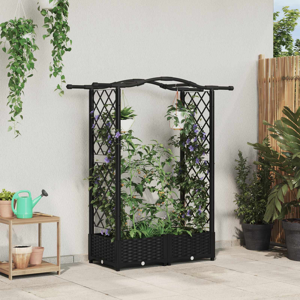 vidaXL Podniesione łóżko z kratką i dachem Czarny 124 x 40 x 123 cm PP