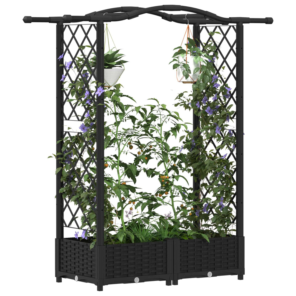vidaXL Podniesione łóżko z kratką i dachem Czarny 124 x 40 x 123 cm PP