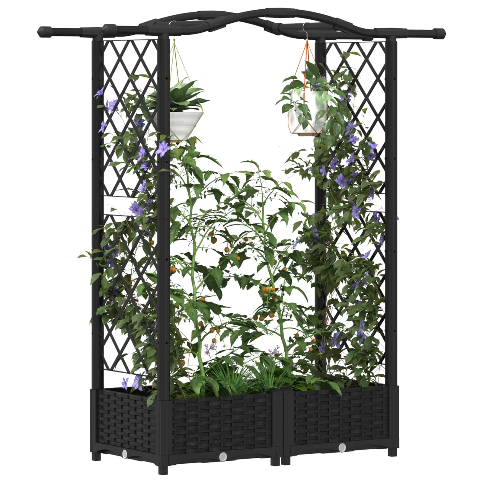 vidaXL Podniesione łóżko z kratką i dachem Czarny 124 x 40 x 123 cm PP
