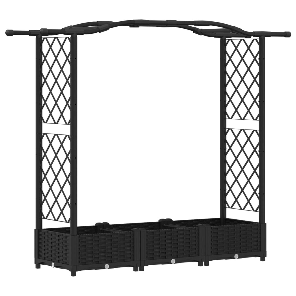 vidaXL Podniesione łóżko z kratką i dachem Czarny 169 x 40 x 123 cm PP