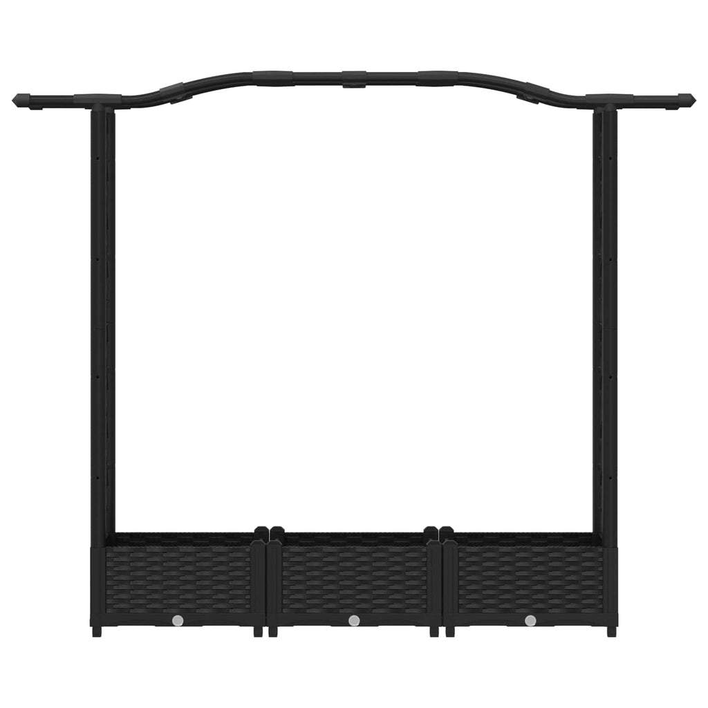 vidaXL Podniesione łóżko z kratką i dachem Czarny 169 x 40 x 123 cm PP
