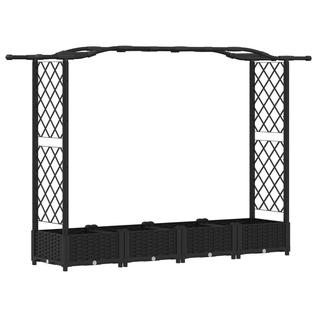 vidaXL Podniesione łóżko z kratką i dachem Czarny 207 x 40 x 123 cm PP
