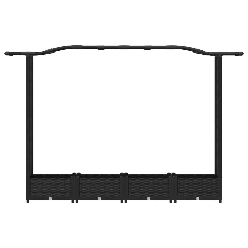 vidaXL Podniesione łóżko z kratką i dachem Czarny 207 x 40 x 123 cm PP