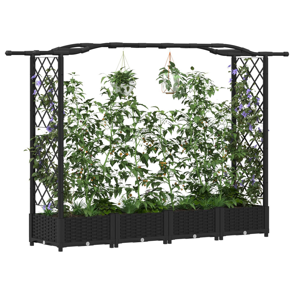 vidaXL Podniesione łóżko z kratką i dachem Czarny 207 x 40 x 123 cm PP
