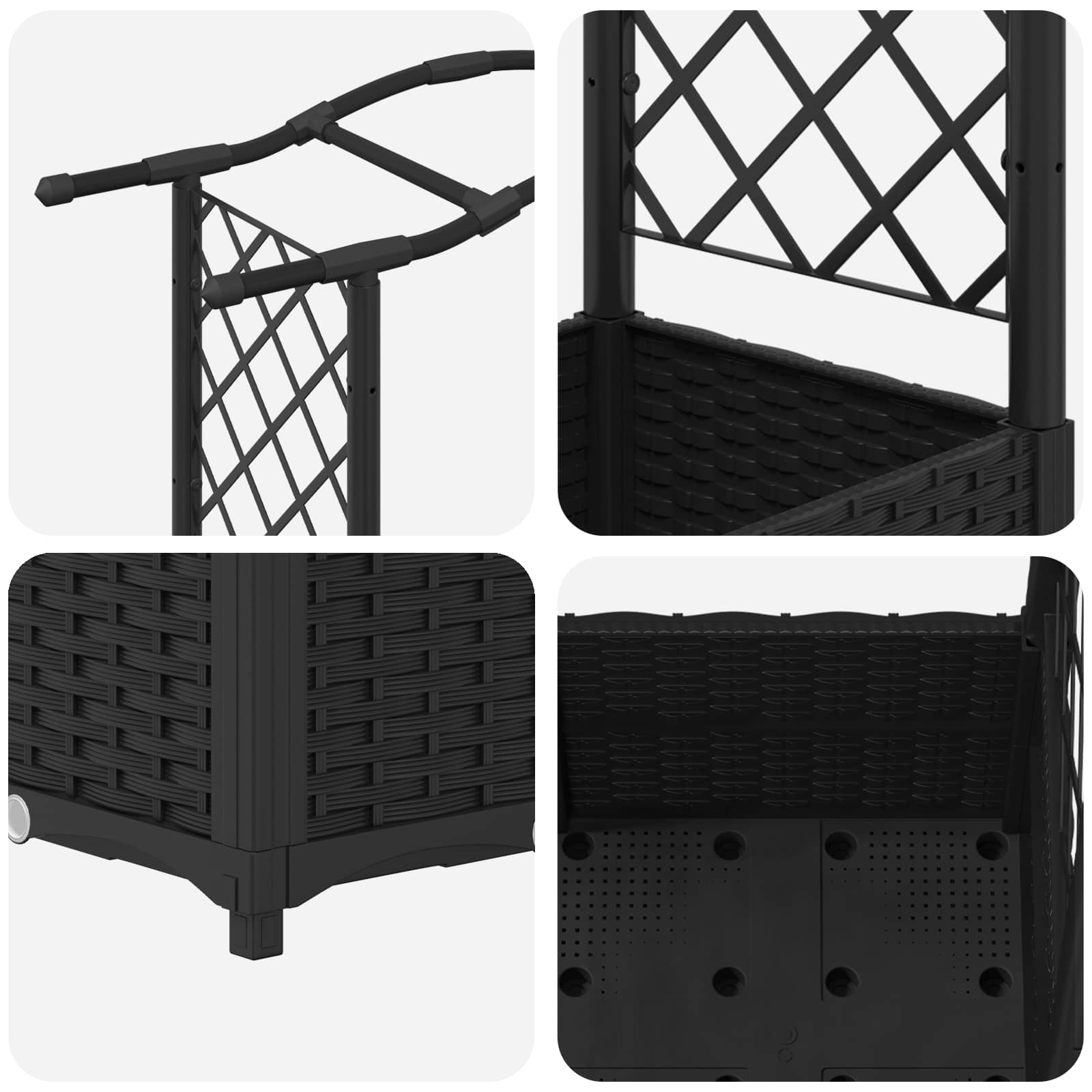 vidaXL Podniesione łóżko z kratką i dachem Czarny 125 x 40 x 138 cm PP