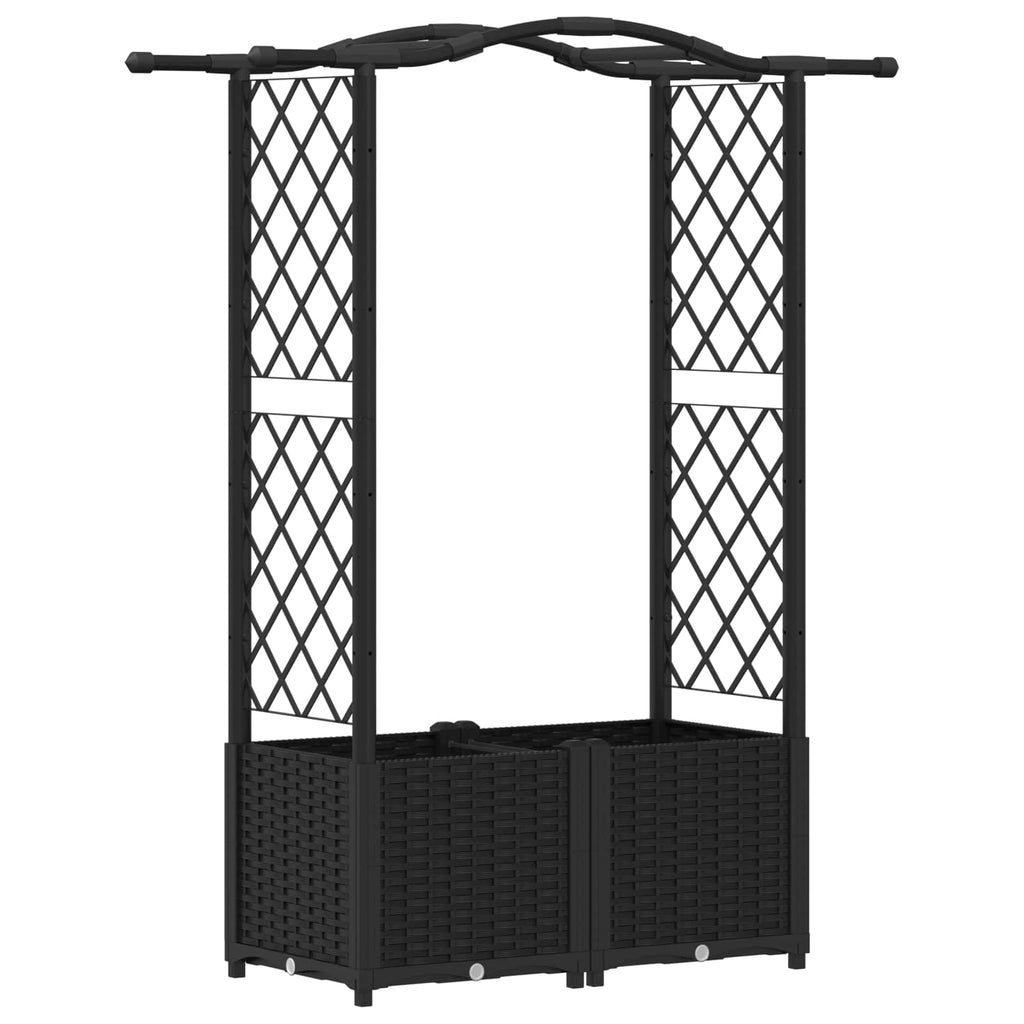 vidaXL Podniesione łóżko z kratką i dachem Czarny 125 x 40 x 138 cm PP