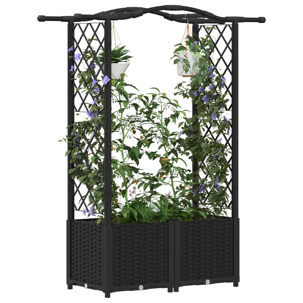 vidaXL Podniesione łóżko z kratką i dachem Czarny 125 x 40 x 138 cm PP