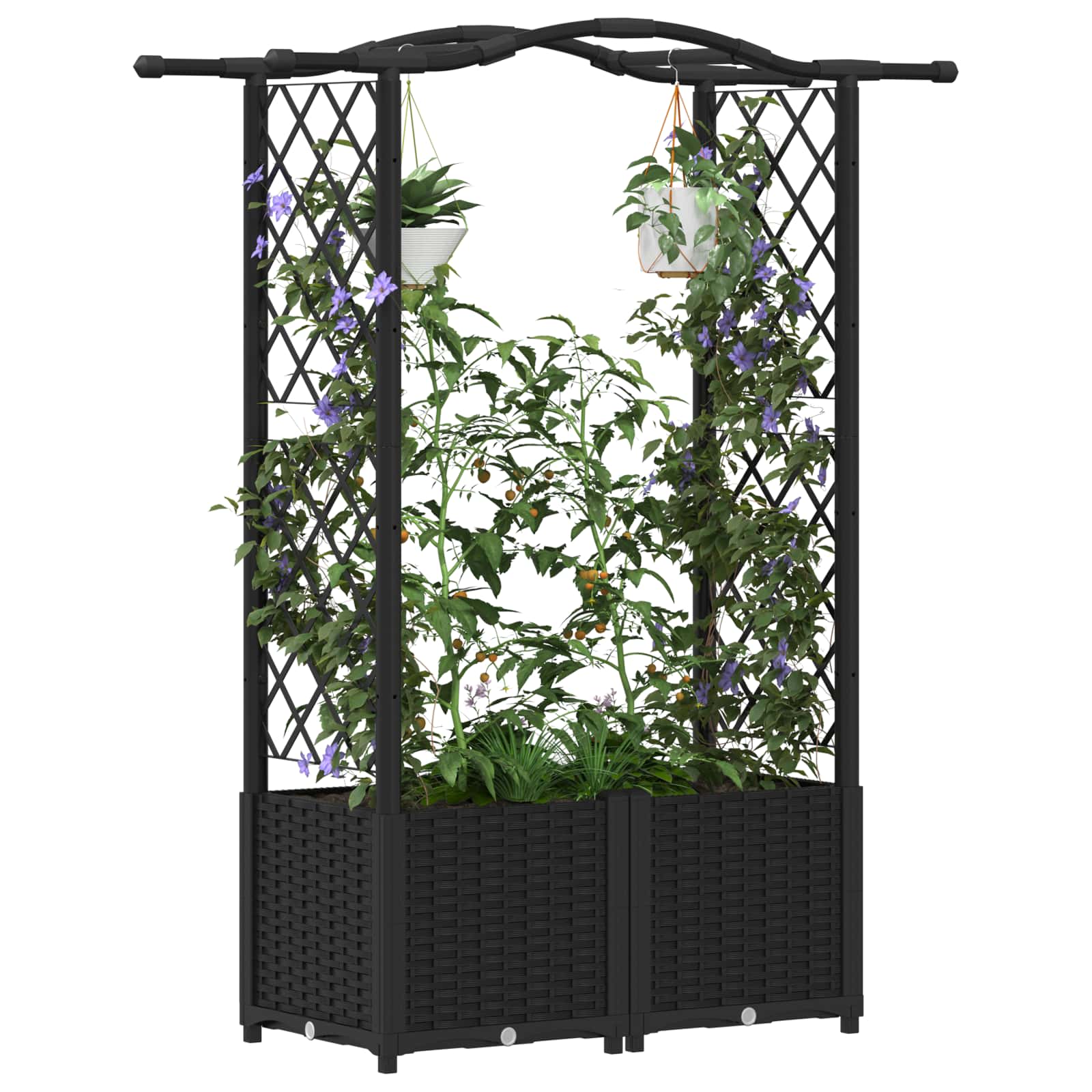 vidaXL Podniesione łóżko z kratką i dachem Czarny 125 x 40 x 138 cm PP