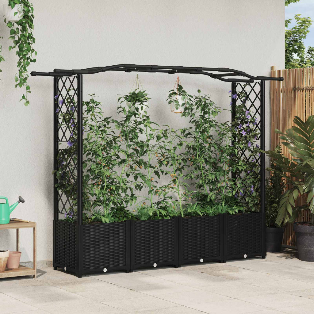 vidaXL Podniesione łóżko z kratką i dachem Czarny 204 x 40 x 138 cm PP