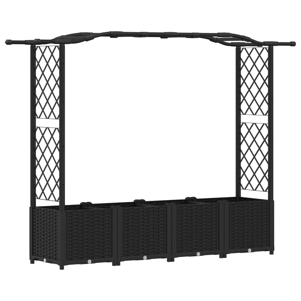 vidaXL Podniesione łóżko z kratką i dachem Czarny 204 x 40 x 138 cm PP