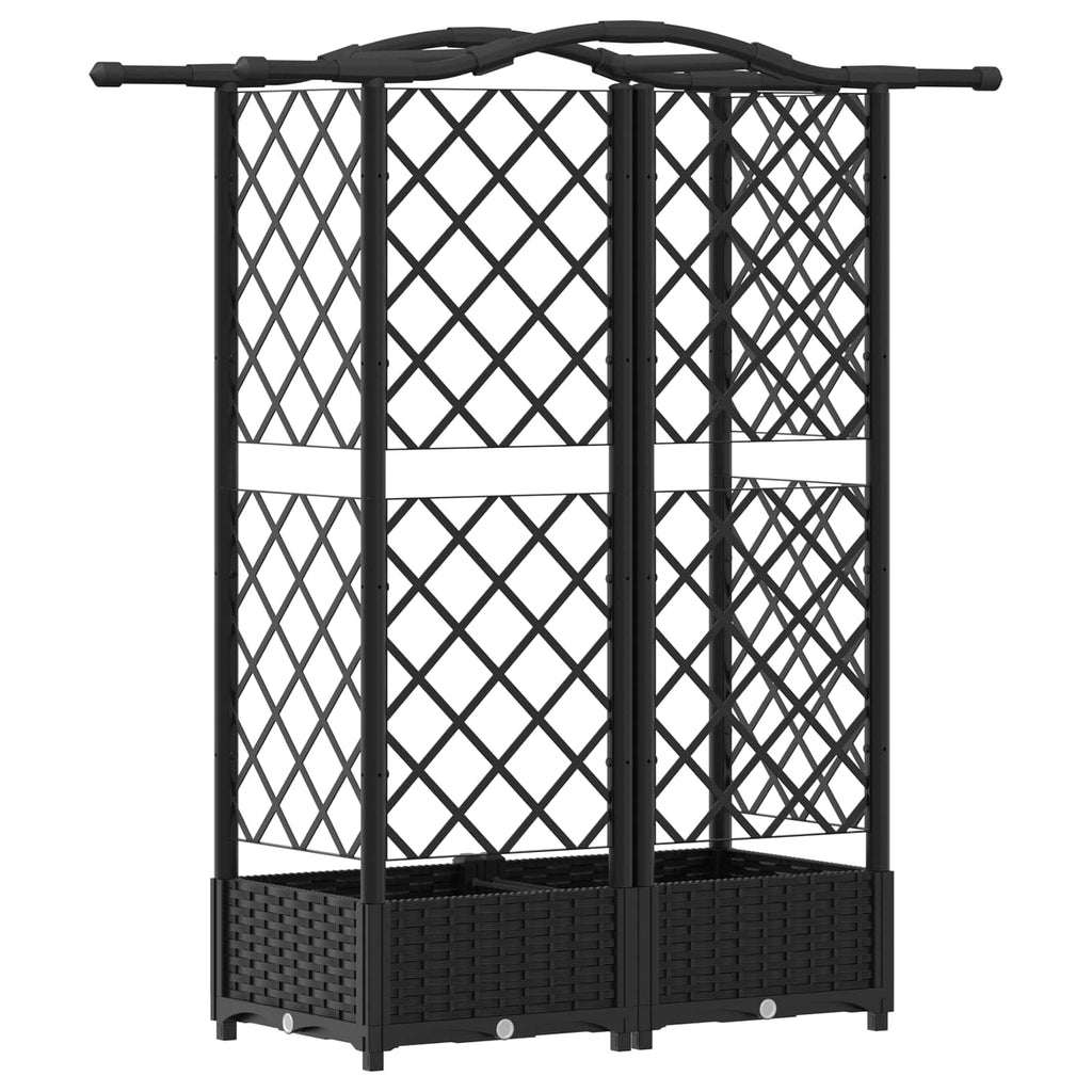 vidaXL Podniesione łóżko z kratką i dachem Czarny 124 x 40 x 123 cm PP
