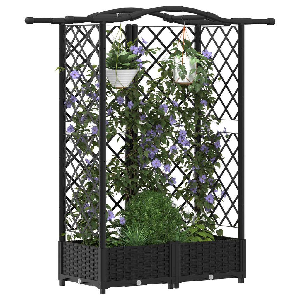 vidaXL Podniesione łóżko z kratką i dachem Czarny 124 x 40 x 123 cm PP