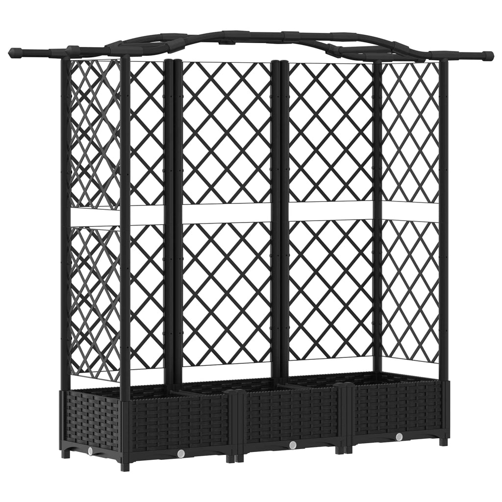 vidaXL Podniesione łóżko z kratką i dachem Czarny 163 x 40 x 123 cm PP