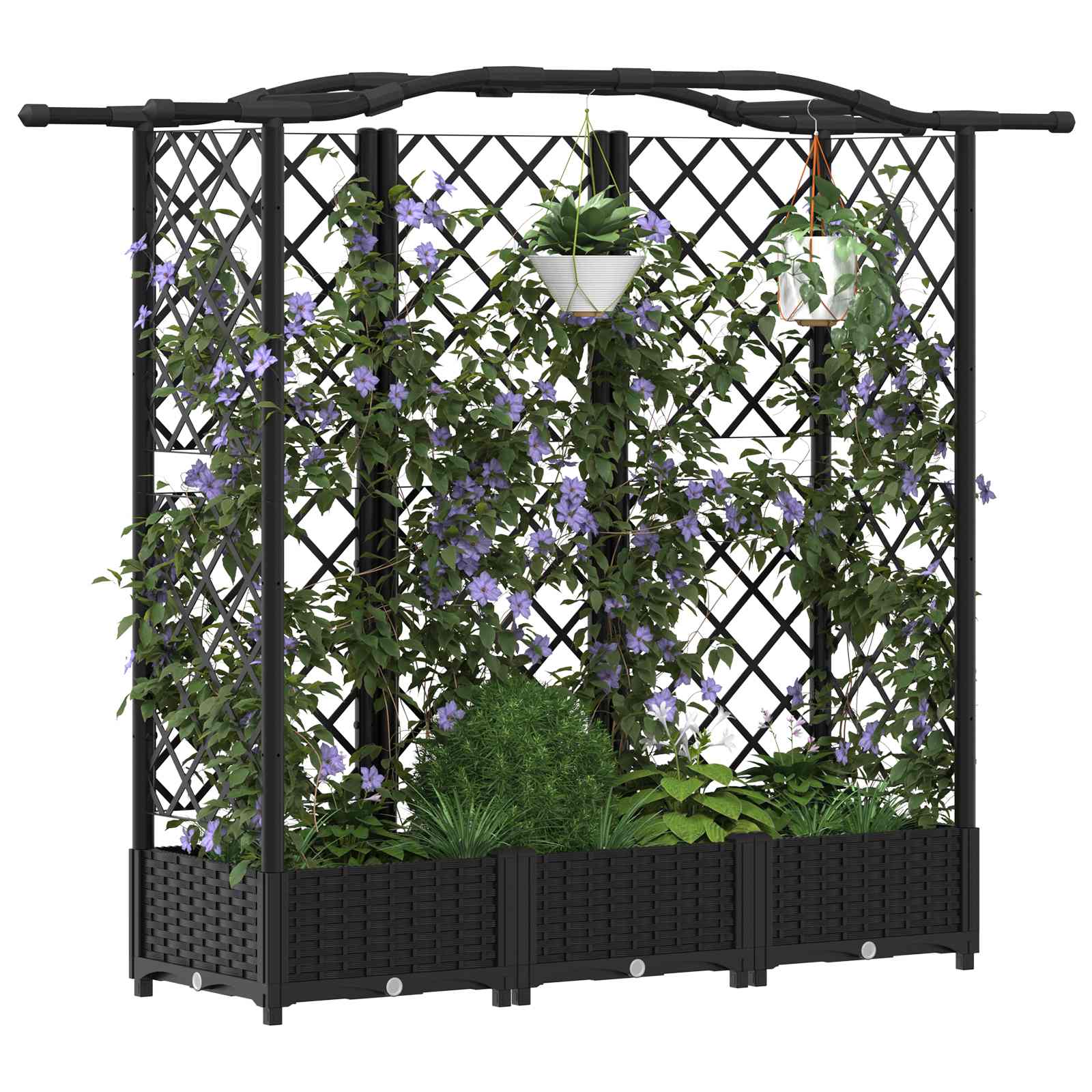 vidaXL Podniesione łóżko z kratką i dachem Czarny 163 x 40 x 123 cm PP