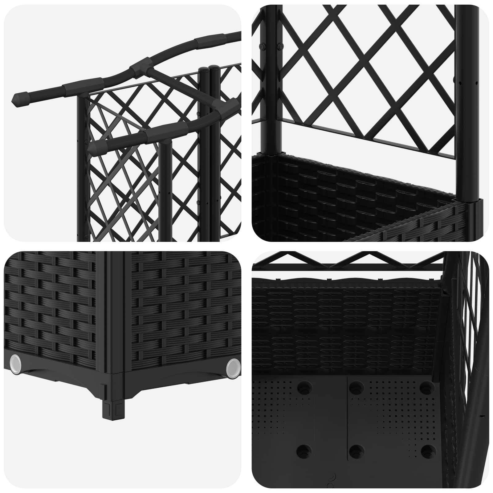 vidaXL Podniesione łóżko z kratką i dachem Czarny 122 x 40 x 138 cm PP