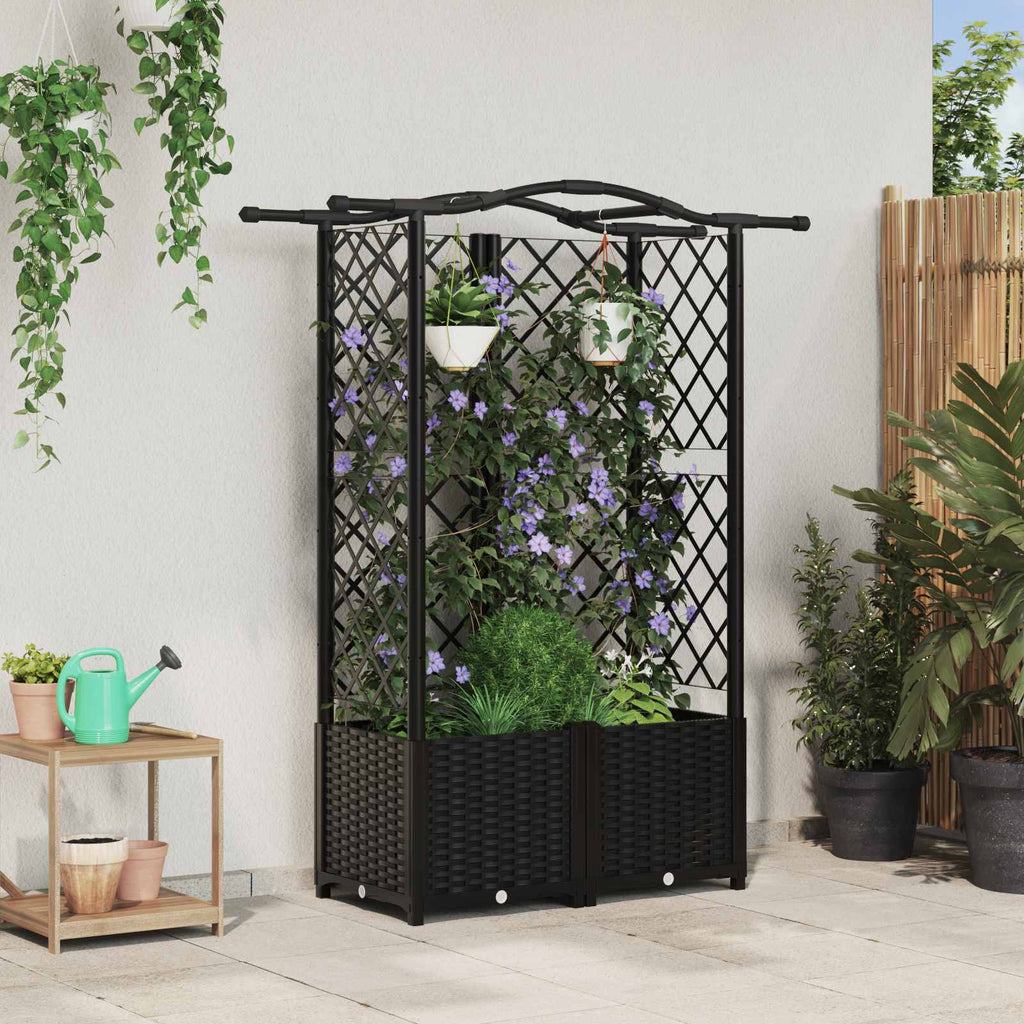 vidaXL Podniesione łóżko z kratką i dachem Czarny 122 x 40 x 138 cm PP