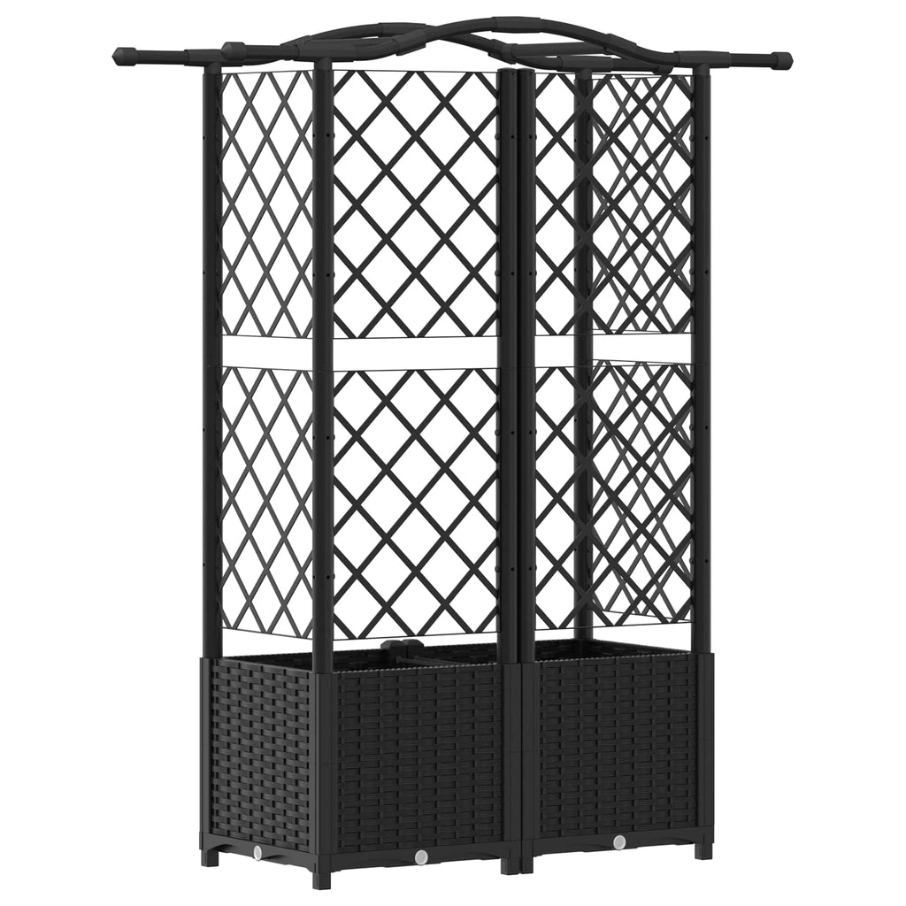 vidaXL Podniesione łóżko z kratką i dachem Czarny 122 x 40 x 138 cm PP