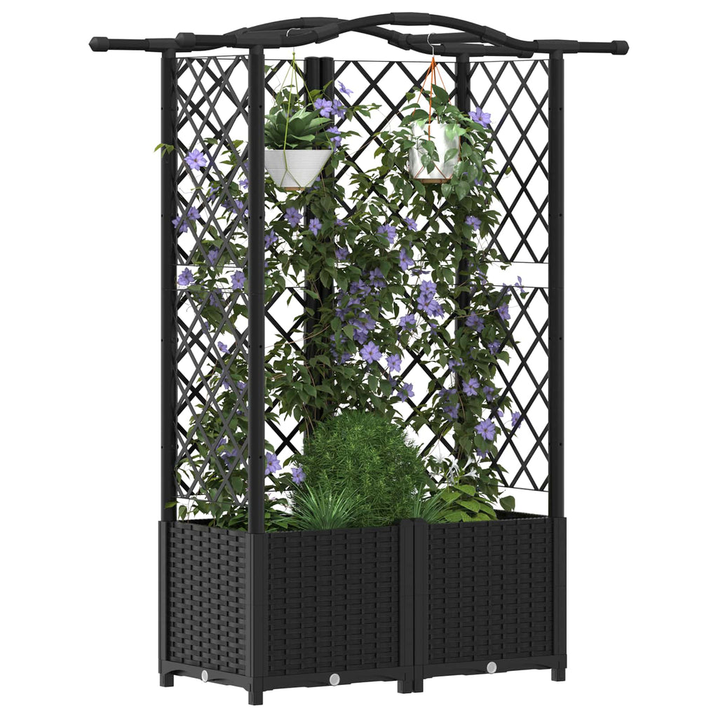 vidaXL Podniesione łóżko z kratką i dachem Czarny 122 x 40 x 138 cm PP