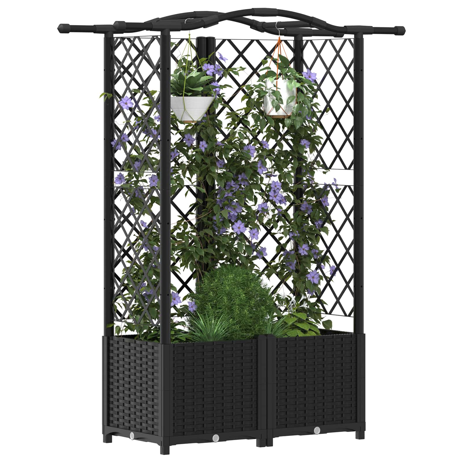 vidaXL Podniesione łóżko z kratką i dachem Czarny 122 x 40 x 138 cm PP
